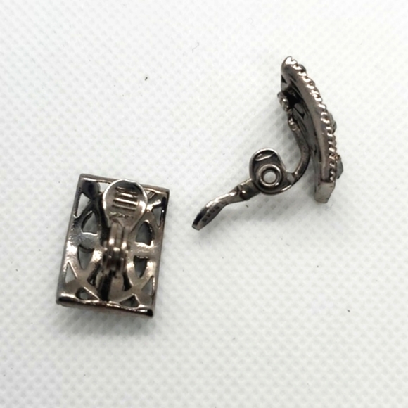 Monet Marcisite Gunmetal Clip-on Earrings - Picture 2 of 4